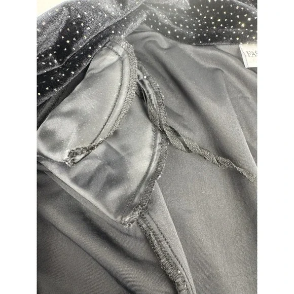 Y2K Sparkle Foil Dot Velvet Jacket 14/16W Black Glam Open Front Fashion Bug - Picture 7 of 9